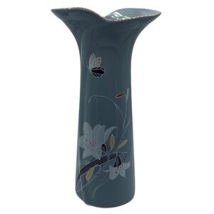 Vintage Fine China Floral With Butterfly Gold Silver Accent Vase Made in Japan